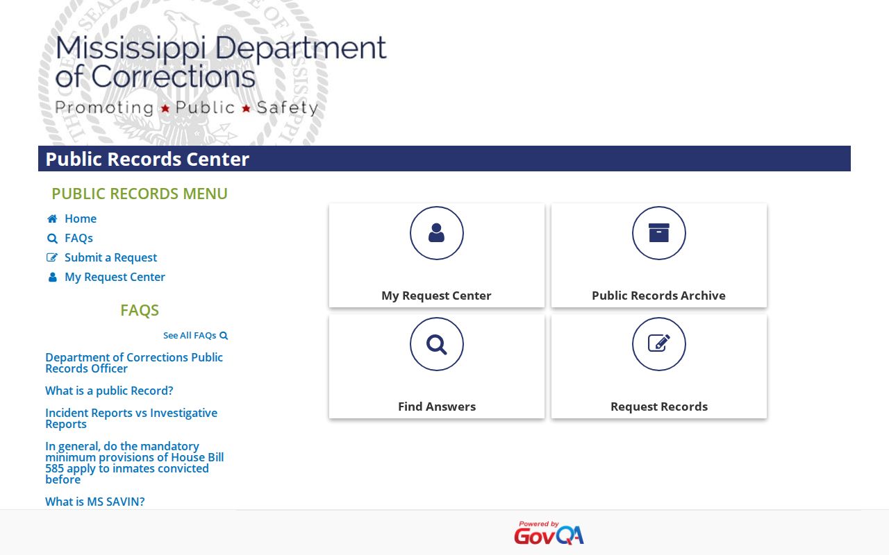 MDOC public records portal for Chickasaw County discharge records
